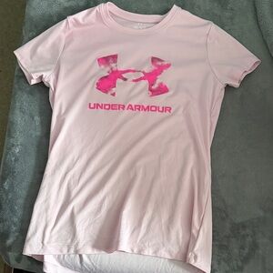 Under Armour Kids Pink Tee with Camouflage Logo